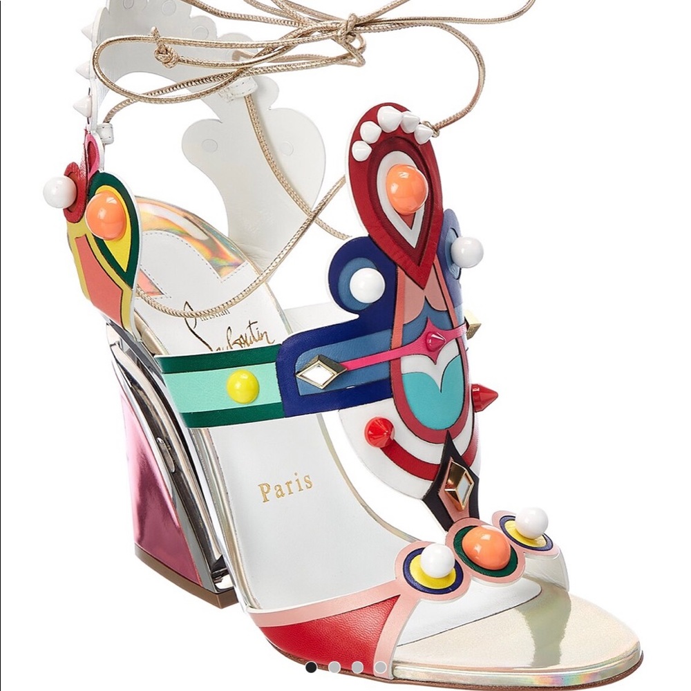 **AUTHENTIC NEW W/TAGS CHRISTIAN LOUBOUTIN  Papagaya Levita 100 Leather Sandal